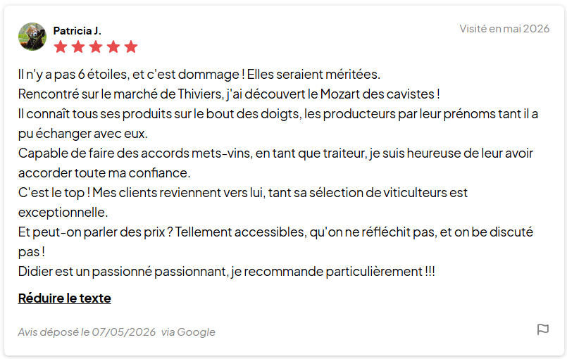 Avis client Les Délices de Rocheclaire